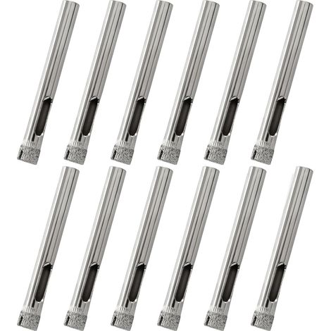 Lot de 12 forets diamantés de 6 mm pour scie-cloche en verre, forets à pointe diamant pour céramique, carrelage, porcelaine, marbre, granit