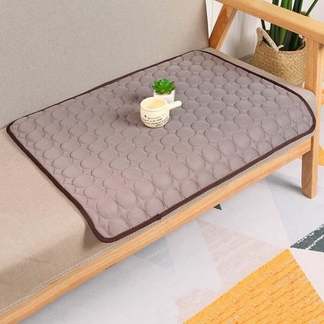 Tapis rafraîchissant pour chien ou chat, coussin d'été en soie glacée pour animaux de compagnie en niche - Marron (1/4)