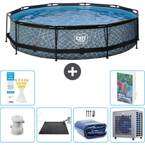 Exit Pool Rund - Steinoptik - 360x76 cm - 7-teilig  S216 (1/5)