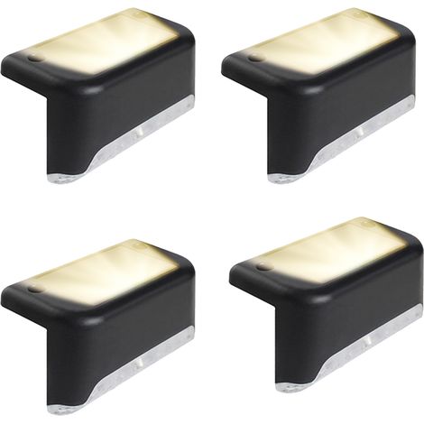 Lot de 4 lampes solaires pour marches - Idéales pour terrasses, quais, marches, porches, passages, escaliers et rampes (1/5)