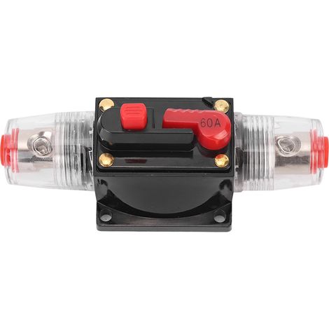 Fusible 60A avec interrupteur de réarmement pour amplificateur audio 12-24V voiture bateau, porte-fusible de protection circuit automobile (1/3)