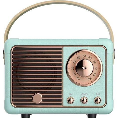 Altoparlante Bluetooth retrò, piccolo altoparlante Bluetooth wireless per cucina, ufficio, camera da letto, scrivania, feste, esterni, stile kawaii, per dispositivi Android/iOS (blu)-ARCAN (1/4)