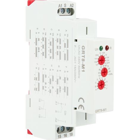 GRT8-M1 Relais temporisé multifonctionnel,Relais à retardement,avec 10 fonctions,montage sur rail DIN,AC 230V (1/5)