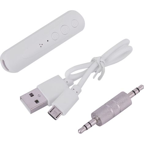 Récepteur Bluetooth Stéréo Clip - 5h Musique, Appels Mains Libres, Entrée 3.5mm AUX - Stylo Blanc (1/5)