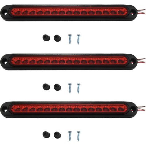 Barre lumineuse scellée 3 x 10 pouces pour camions et remorques de camping-cars, 15 LED, troisième feu stop rouge (1/5)