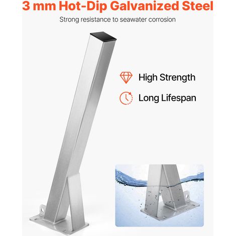 Poteau de Support de Treuil de Remorque Bateau 76 x 76 x 863 mm, avec Boulons U, Acier Galvanisé, Compatible Timon de Remorque 76 x… (1/5)