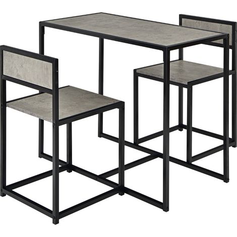 Set da pranzo da 3 pezzi con struttura di metallo, Tavolo da cucina con 2 sedie per spazi ridotti Grigio (1/5)