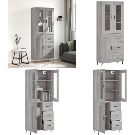 Highboard Grau Sonoma 69,5x34x180 cm Holzwerkstoff - Schrank - Holzwerkstoff (1/5)