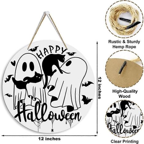 Halloween-Dekorationen für Zuhause, Halloween-Dekorationen für drinnen, „Happy Halloween“-Schild, Halloween-Tür- und Wanddekoration, Halloween-Geisterdekoration für Zuhause oder Büro (1/4)