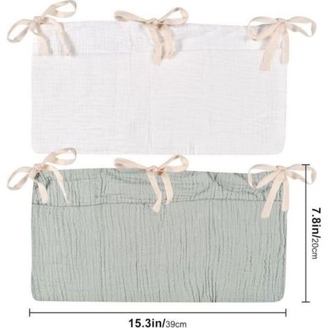 2 PCS Organiseur de lit suspendu pour bébé2 en 1 Sac de Lit de Bébé OrganisateurSuspendu Organisateurs De Lit Bébéblanc et (1/4)