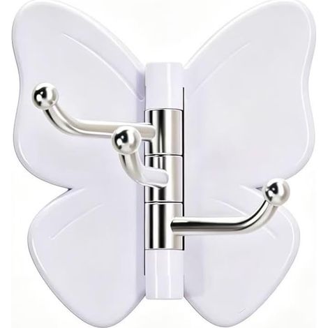 Gancho adhesivo giratorio independiente, gancho mariposa angular, montaje en pared sin taladrar, ideal para colgar llaves y otros objetos. Blanco (1 unidad) (1/5)
