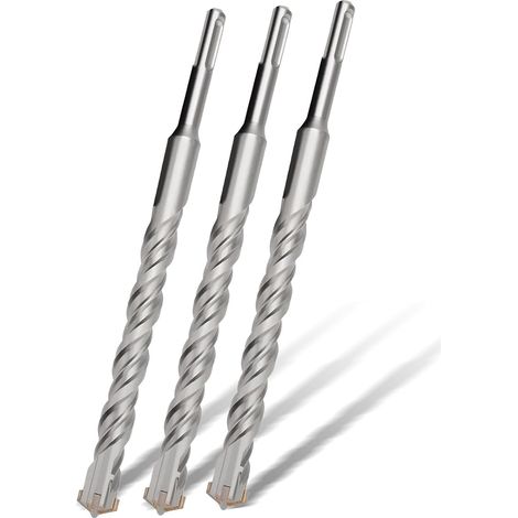 Lot de 3 forets SDS Plus 6 x 110 mm, pour marteau perforateur avec 4 tranchants en carbure cémenté, foret à béton, pierre naturelle, mur de brique (1/5)