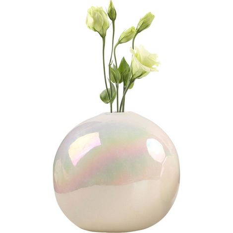 Vase - Céramique Émaillée Perle - Décoration Intérieure Maison Bureau - Blanc - Unité (1/5)