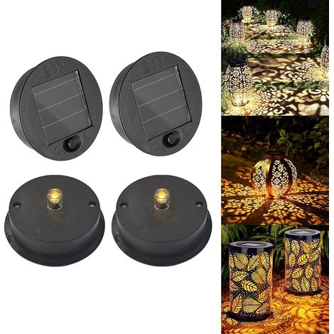 Taekooki Lot de 4 Lampes Solaires de Rechange pour Lampes Solaires - LED Blanc Froid - Couvercle Solaire pour Verres - pour Lanterne Solaire, Lampes de Jardin et Bricolage (7 cm) (1/5)