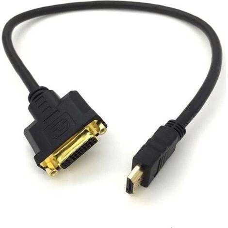 25cm, HDMI to DVI Adapter Cable - HDMI Male to DVI Female 24+5-1080p Full HD HDTV 1920 x 1080 - Gold Plated Contacts - TV Projector PC (1/5)