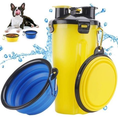Tragbare Hunde-Trinkflasche, Wasserspender, faltbarer Hundenapf für Hunde, Welpen und Katzen, Weiß (1/4)