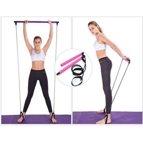 Barre De Pilates - Violet - 120 Cm - Pour Yoga Et Fitness - Portable - 1 Piece (1/4)