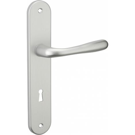 THIRARD - Ensemble de poignées pour porte de chamnbre Pelope trou de clé, carré 7mm, entr'axes 195mm, argent - THIRARD