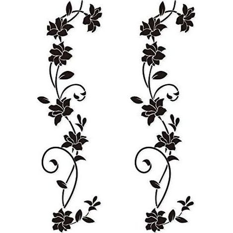105 x 30cm 2 Sets Black Flower Vine Wall Stickers PVC Deisgn Wall Decal for Kids Bedroom Living Room Office Restaurant Shop Decoration