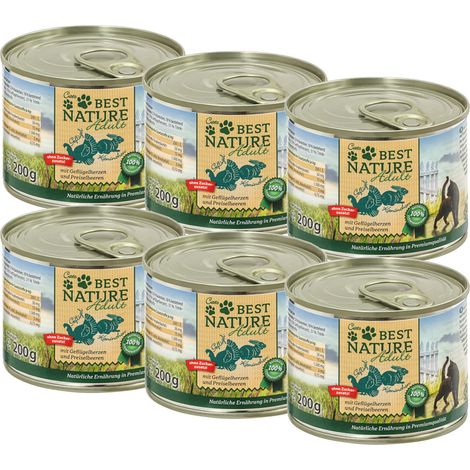 Best Nature Adult Geflügel + Kaninchen, Nassfutter für Katzen - 6x 200g