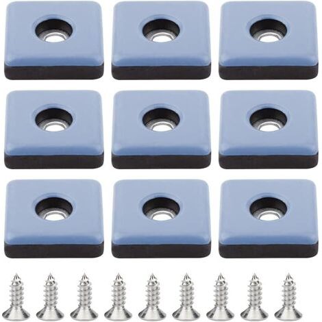 QORVA-Lot de 24 Pieces Patins Meubles Téflon 25mm Pied de Chaise avec Vis Patins en Téflon PTFE Tampon Chaise Patin Glisseur Pied de Chaise à Visser Carrés pour Bureau Chaise Sol en Bois Carrelage