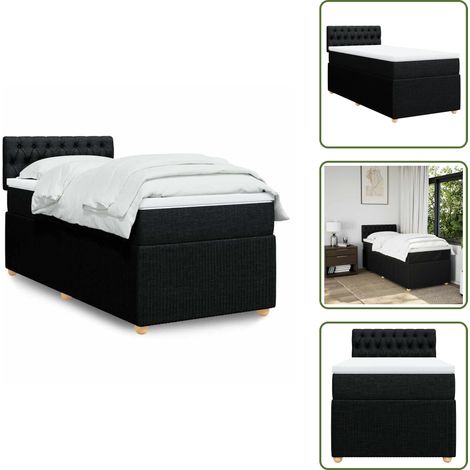 Sommier à lattes de lit avec matelas Noir 90x190 cm Tissu - Sommier À Lattes De Lit - Sommiers À Lattes De Lit - Lit - Meuble De Chambre À Coucher (1/5)
