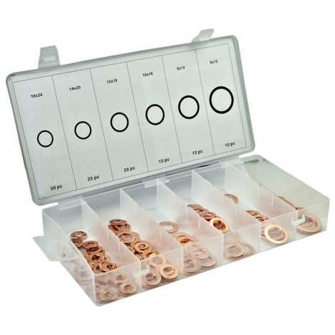 Kit da 110 Pezzi Rondelle Anelli in Rame Assortimento Varie 6 Misure 02075 (1/5)