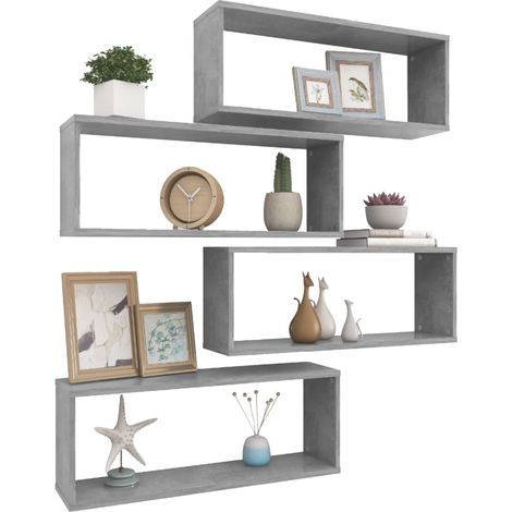 Étagères cube murales 4 pcs Gris béton 60x15x23 (1/5)