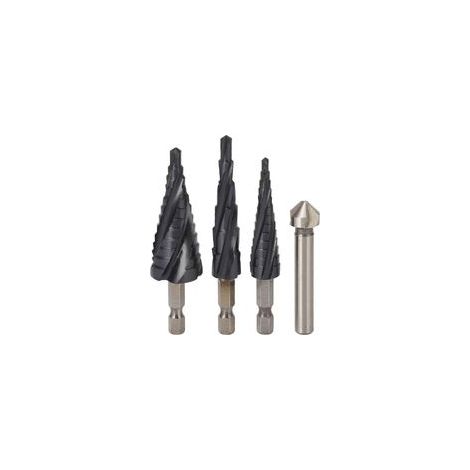 Foret étagé à 4 cannelures en spirale, tige de 1/4 pouces M35, jeu de cobalt pour métal, bois et plastique