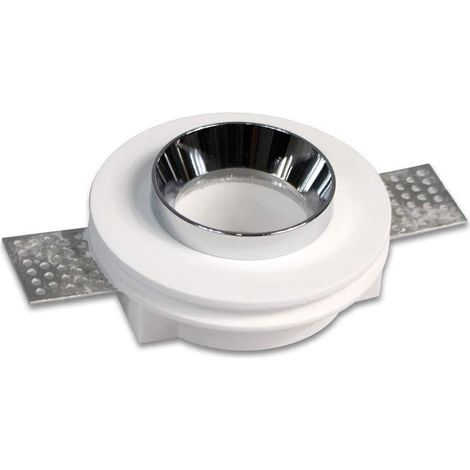 Portafaretto da incasso in gesso a scomparsa TONDO verniciabile Ø 100 mm supporto per controsoffitto per faretti gu10 (1/2)