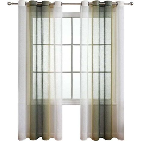 Ensemble de 2 Rideaux à Oeillets Perforés - Texture Dégradée - Style Moderne Transparent - pour Salon, Cuisine, Chambre