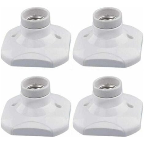 E27 LED-Lampenfassung, E27 Keramikfassung und Kunststoffsockel, E27 Wandfassung, weiße E27-Fassung mit Ring für Flur-/Decken-/Balkonbeleuchtung, 4er-Pack