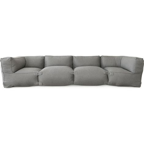 Salon de jardin modulable 4 places gris en tissu déperlant PRAIANO (1/5)