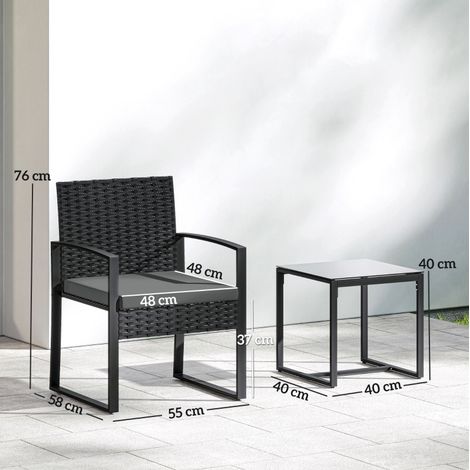 fauteuil salon siège jardin 3 pièces acier gris OKMYHOME (1/2)