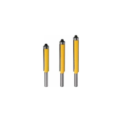 3Pcs 8mm Tige Fraise à affleurer à roulement, Fraise à Copier Avec Roulement Supérieur, Extra-longue Fraise à Bois