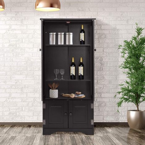 Armario Alto Gabinete Lateral de Madera Aparador Multiusos para Sala de Estar Baño Cocina 59x32x123cm (1/5)