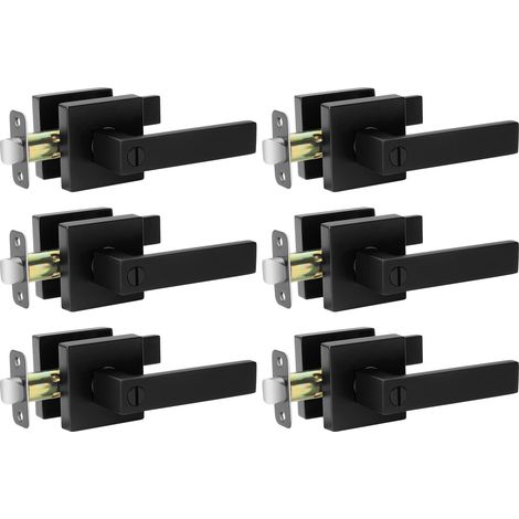 Lot de 6 leviers de porte intérieure sans clé noirs mats – Serrure de porte d'intimité robuste pour chambre à coucher ou salle de bain – Serrure de porte réversible pour portes gauches et (1/5)