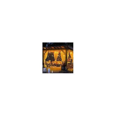 Guirlande lumineuse solaire, rideau lumineux amélioré, blanc chaud, éclairage d'extérieur, 300 LED, 8 Modes, télécommande