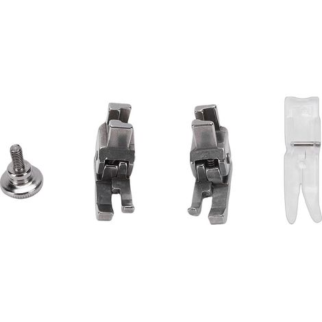 Kit Pieds de Biche Machine à Coudre Acier Carbone 2 Pieds Haut/Bas 1 Transparent Centre Compatible Singer Bernette EverSewn