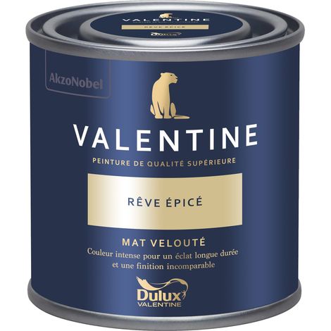 Dulux Valentine Peinture intérieure de haute qualité - Valentine - Couleur intense & pouvoir couvrant élevé - Mat Velouté Rêve Épicé 0,125 L