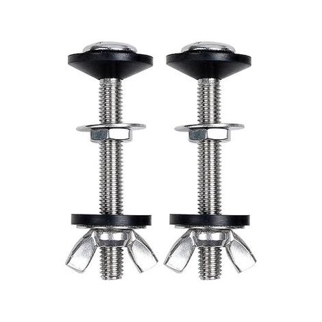 Boulons de fixation pour toilettes, boulons robustes en acier inoxydable de 5/16 po x 3 po pour la fixation du réservoir à la cuvette, avec rondelles en caoutchouc et en acier inoxydable et écrous pap (1/5)