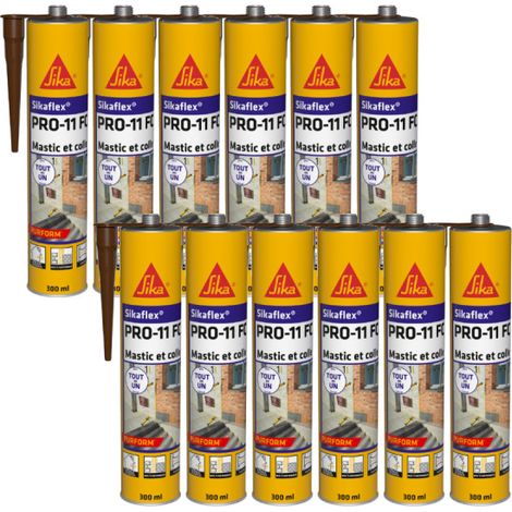 Lot de 12 mastics colle Sikaflex PRO 11 FC Purform – Marron – 300ml – Colle élastique pour béton armé et joints d'étanchéité