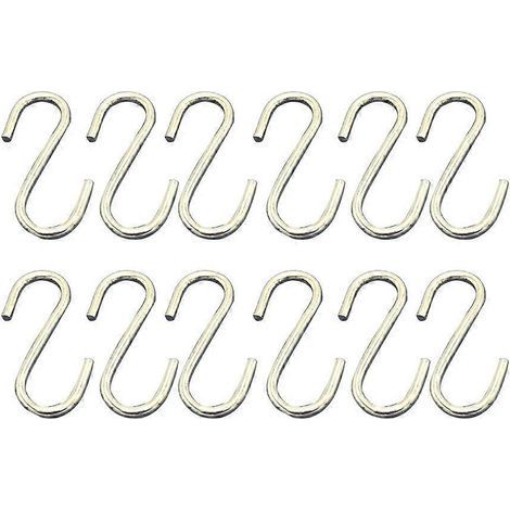 Set mit 100 S-förmigen Metallhaken für Küche und Schlafzimmer, aus extrem robustem Edelstahl, zum Aufhängen von Kleidung und Organisieren von Regalen. – 100 Stück – Silber (1/3)