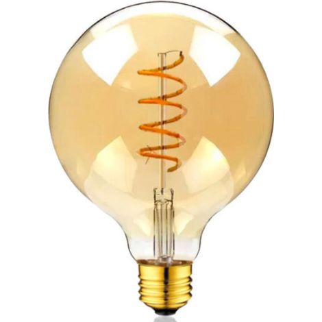 Ampoule LED E27 connectée, G125, blanc chaud, 360 lumens, 3 watts, ambré, design vintage