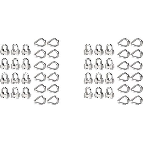 Adatto per ganci per cavi M6 da 1/4 di pollice, morsetti per cavi, imbracature, kit di serraggio per funi metalliche da 1/4 di pollice, imbracature di sollevamento, 24 set