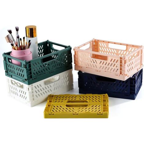 Cagette Plastique Pliable, 5 Pièces Boîte de Rangement, 20159 cm, Caisses Pliables en Plastique, pour Cuisine, Bureau, Chambre (1/5)