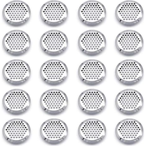 Lot de 20 grilles de ventilation rondes en acier inoxydable pour installation dans des endroits tels que bureaux, salles de conférence, auditoriums, salles de concert (35 mm) (1/5)