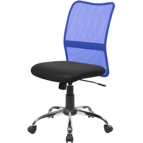 Dmora - Silla de oficina Dana, Silla de trabajo de malla, Asiento de oficina ergonómico, 57x46h90/100 cm, Negro y Azul (1/3)