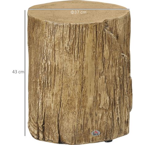 Table d'appoint imitation tronc d'arbre, table de chevet avec 4 pieds réglables, imperméable 37x37x43 cm pour salon et chambre (1/5)
