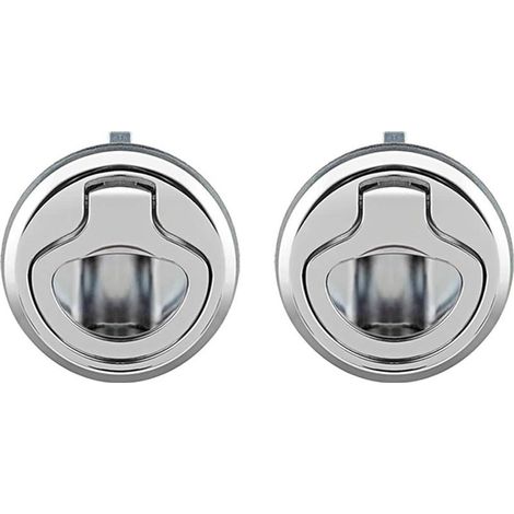 Lot de 2 loquets de trappe encastrés en alliage de zinc, verrou de trappe à fermeture automatique pour bateau/camping-car, argent (1/5)